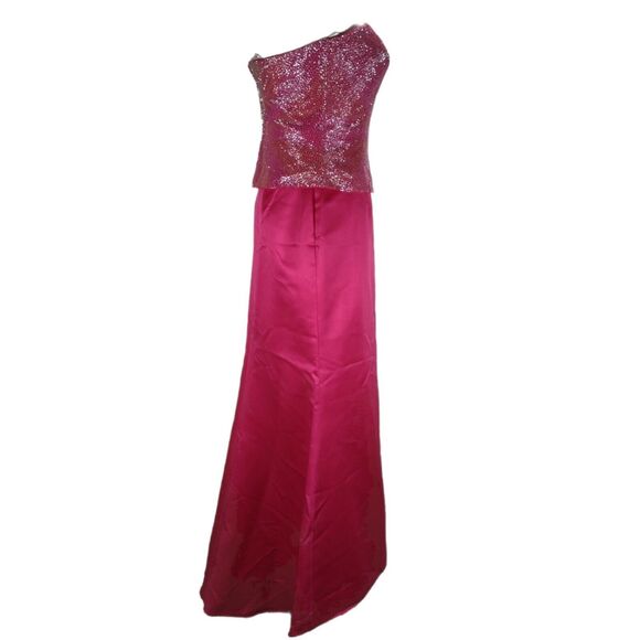 Mon Cheri Beaded Mock Corset Evening Dress Size 6 Strapless Long Formal - Picture 2 of 12